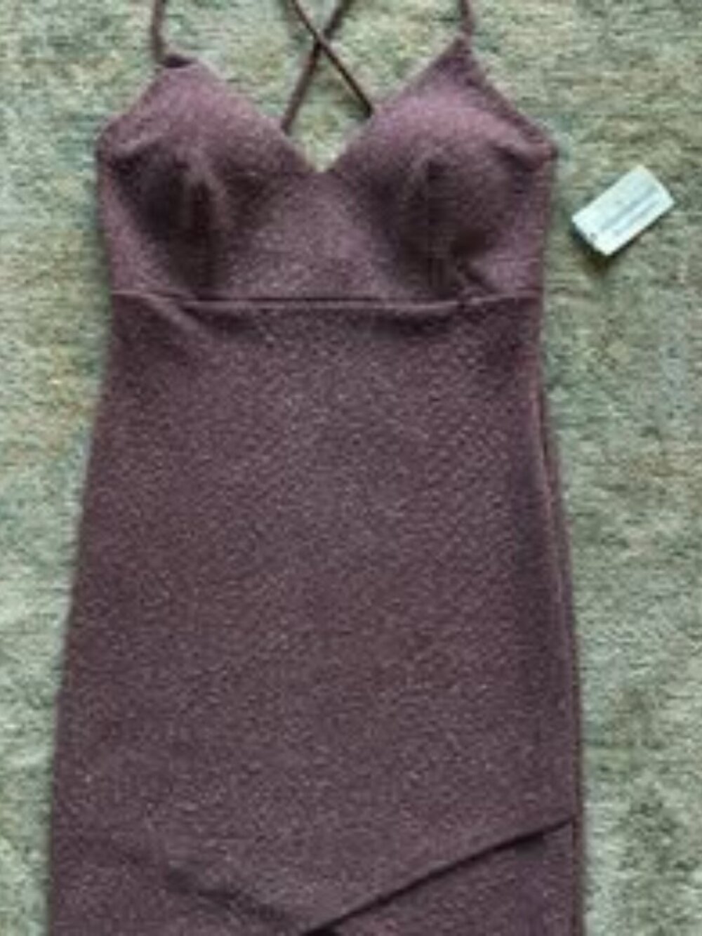 New Windsor Mauve Glitter Cross Back Mini Dress Size S